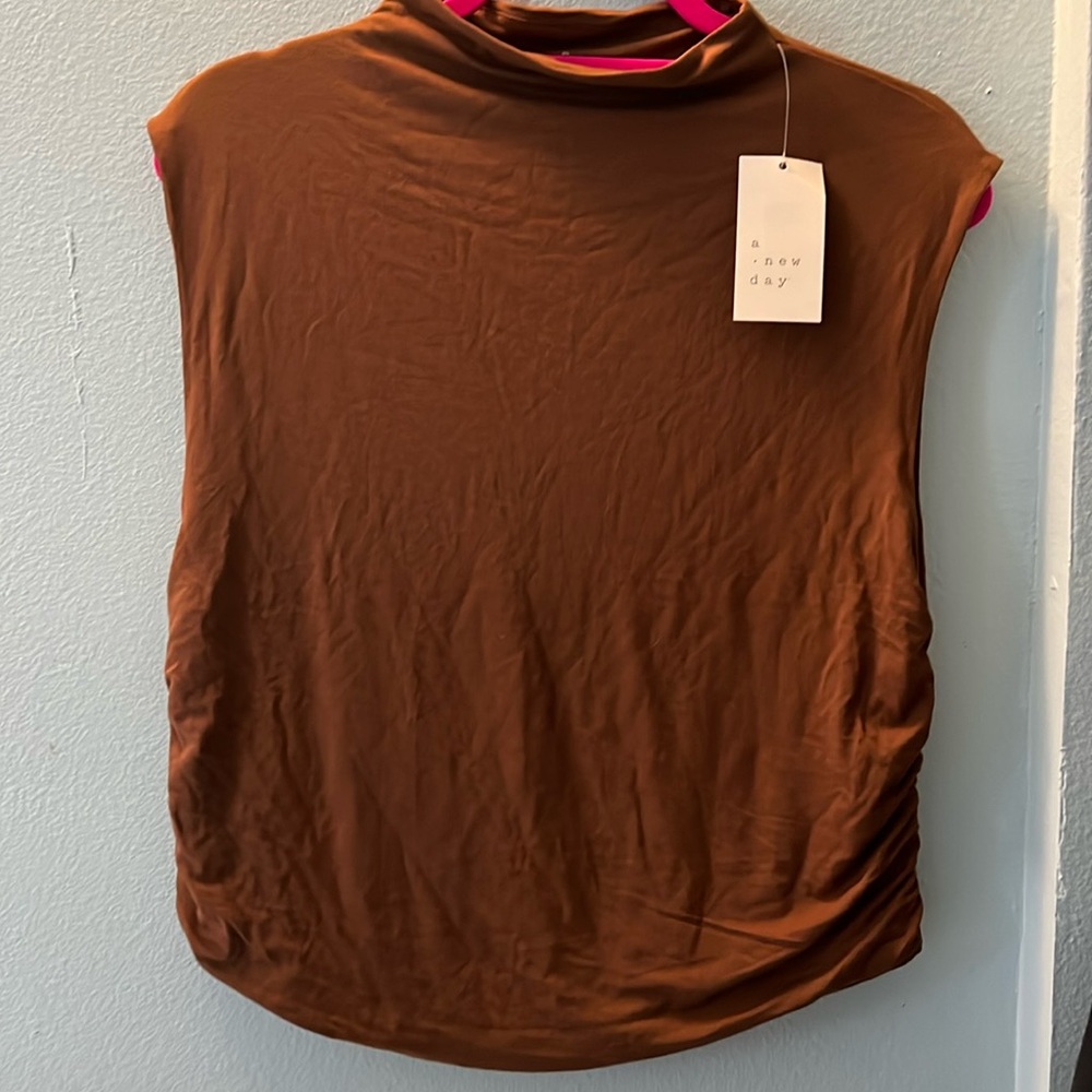 NWT A New Day Ruched Side, High Neck Sleeveless Top